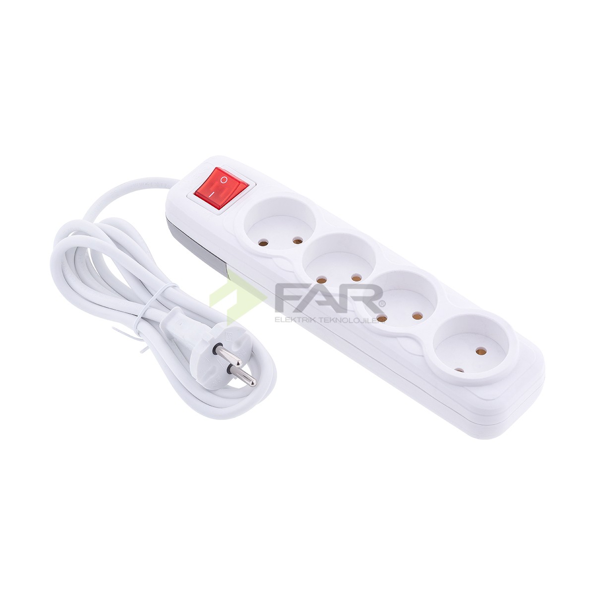 4'LÜ ANAHTARLI TOPRAKSIZ GRUP PRİZ 2 MT (LARA)