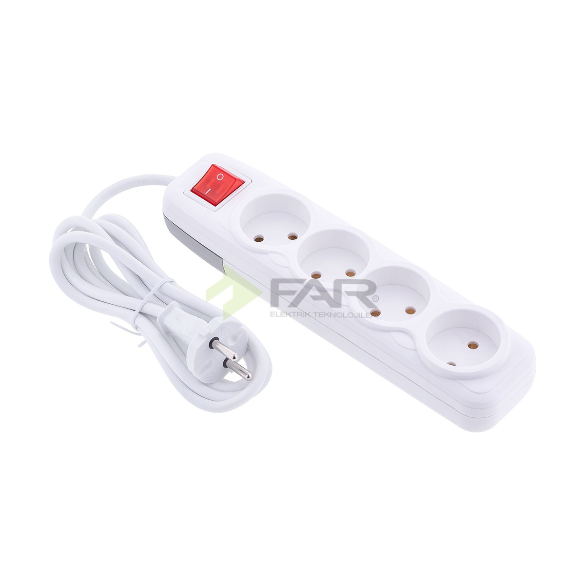 4 LÜ ANAHTARLI TOPRAKSIZ GRUP PRİZ 5 MT (LARA)